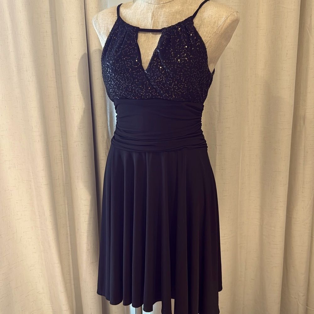 White House Black Market Little Black Dress Sequin Cutout Size 6